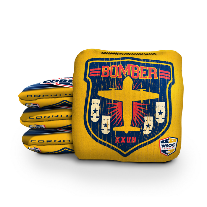 World Series of Cornhole Official 6-IN Professional Cornhole Bag Rapter - Vintage American Bomber Yellow