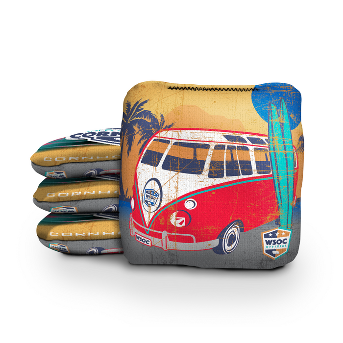 World Series of Cornhole Official 6-IN Professional Cornhole Bag Rapter - Surfer Van Yellow
