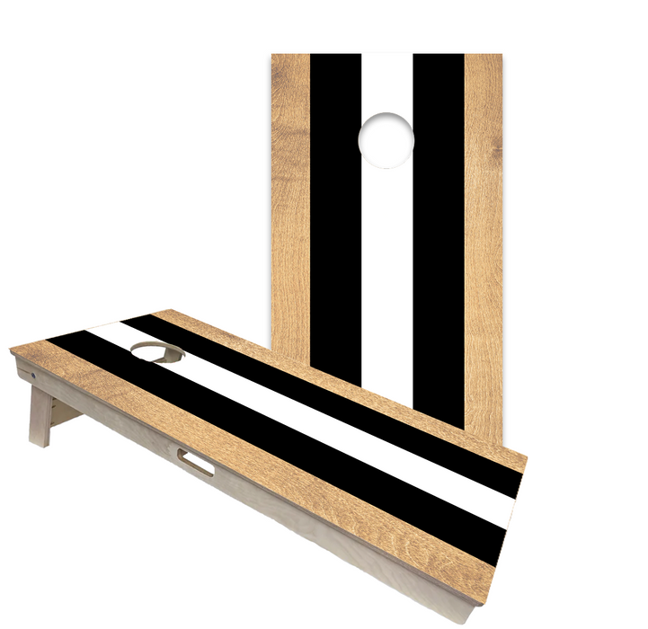 World Series of Cornhole Official 2' x 4' Professional Cornhole Board Runway 2402P - Classic Stripes Black and White