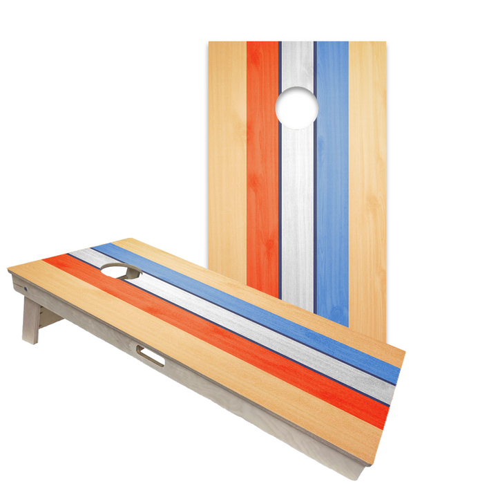 World Series of Cornhole Official 2' x 4' Professional Cornhole Board Runway 2402P - Retro USA Stripes