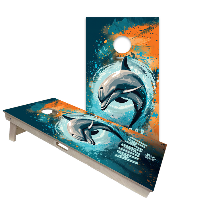World Series of Cornhole Official 2' x 4' Professional Cornhole Board Runway 2402P - Miami Dolphins