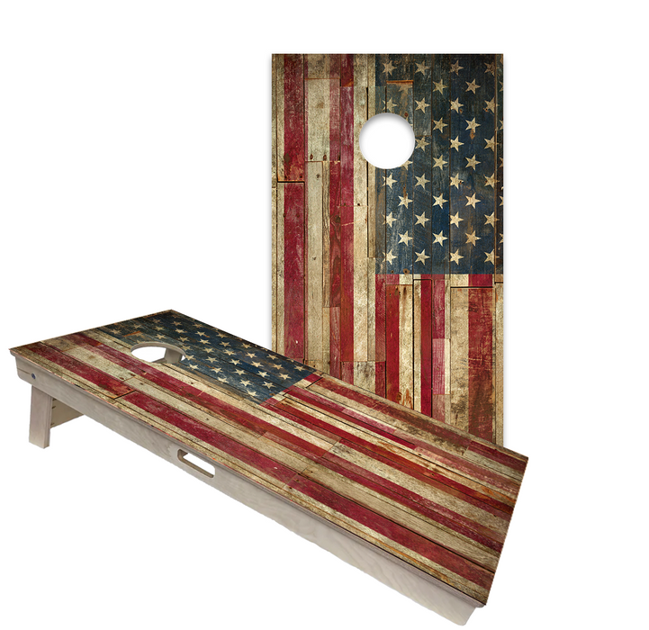 World Series of Cornhole Official 2' x 4' Professional Cornhole Board Runway 2402P - American Flag Rustic