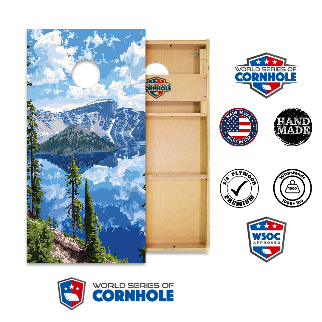 World Series of Cornhole Official 2' x 4' Professional Cornhole Board Runway 2402P - National Park - Crater Lake