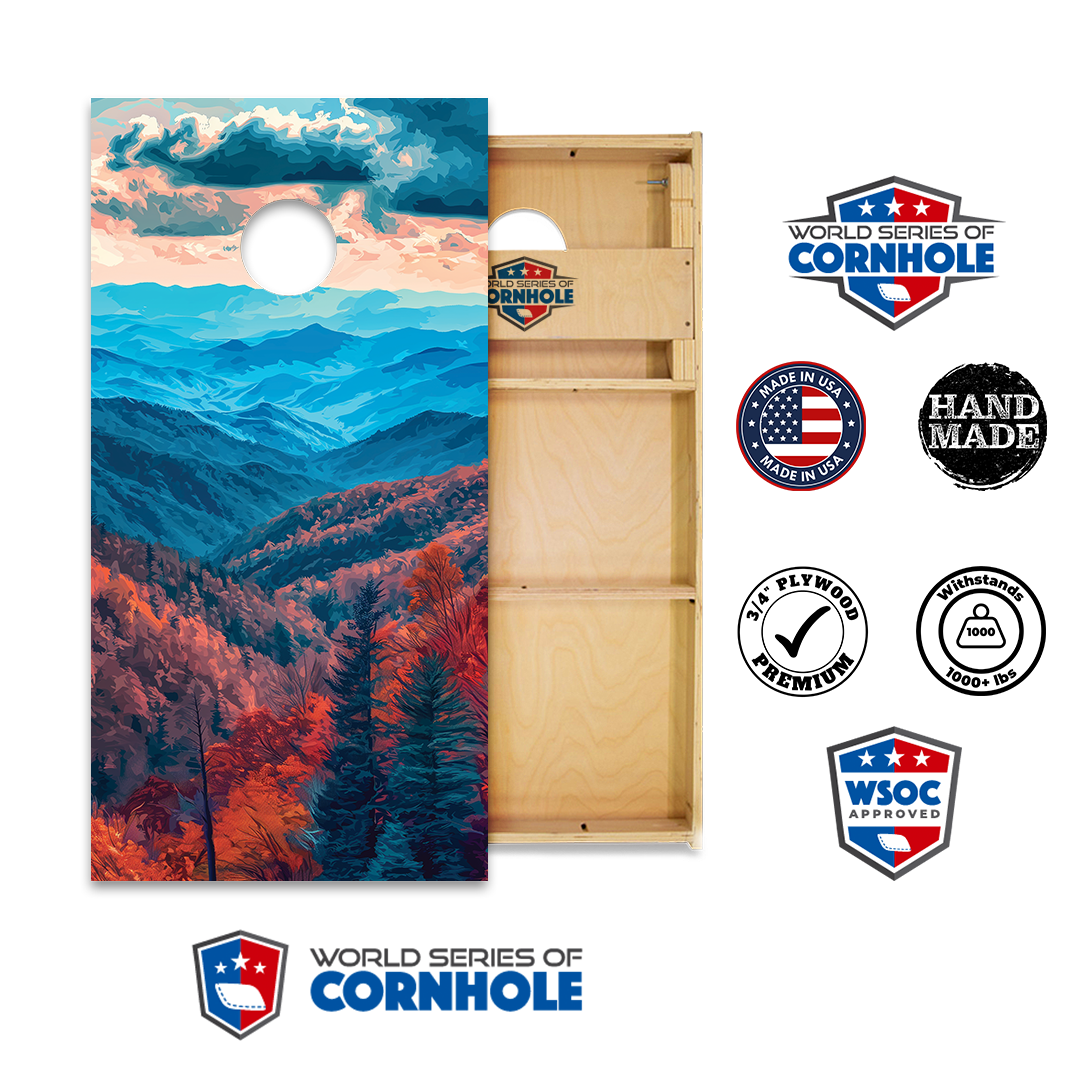 World Series of Cornhole Official 2' x 4' Professional Cornhole Board Runway 2402P - National Park -  The Great Smokey Mountains