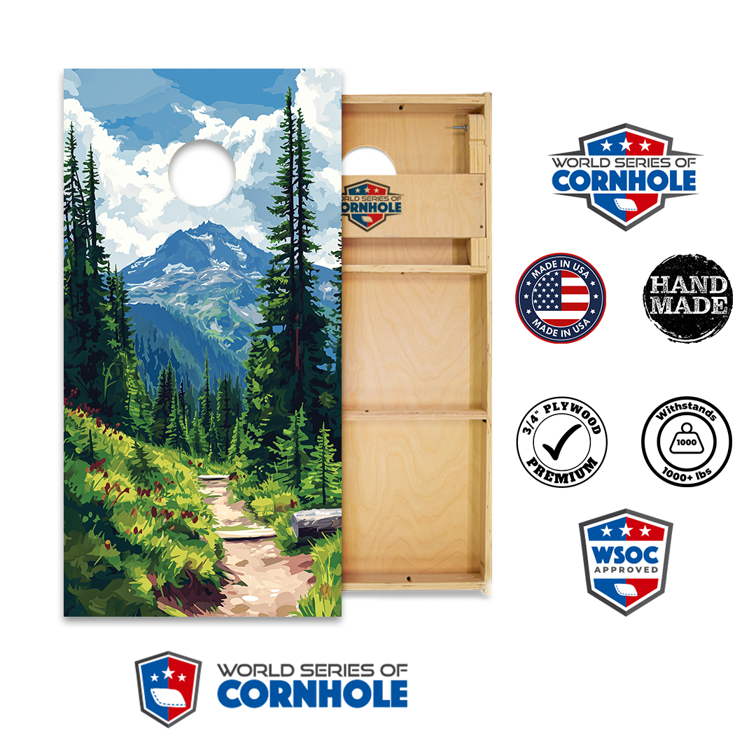 World Series of Cornhole Official 2' x 4' Professional Cornhole Board Runway 2402P - National Park - Mt. Rainier