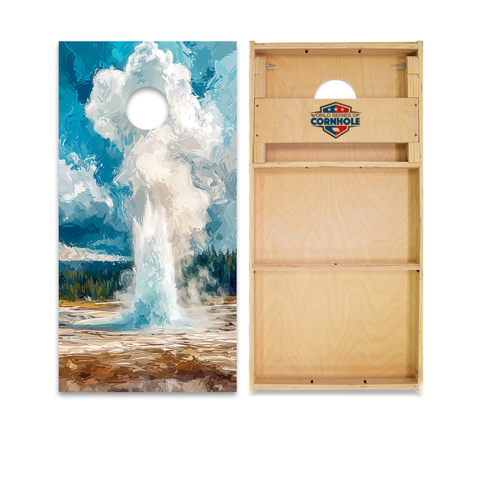 World Series of Cornhole Official 2' x 4' Professional Cornhole Board Runway 2402P - Yellowstone National Park Old Faithful