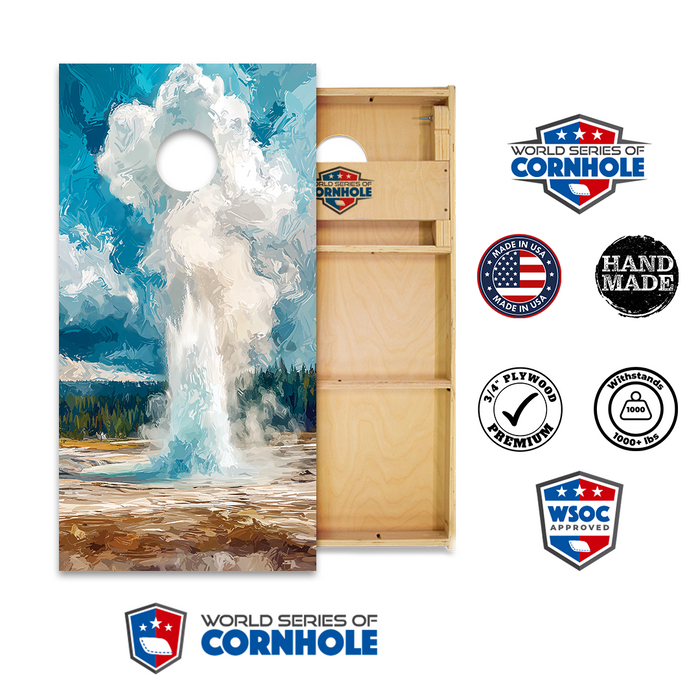 World Series of Cornhole Official 2' x 4' Professional Cornhole Board Runway 2402P - Yellowstone National Park Old Faithful