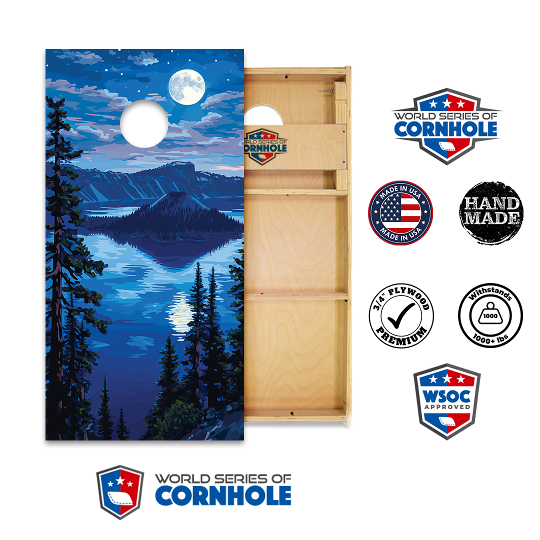 World Series of Cornhole Official 2' x 4' Professional Cornhole Board Runway 2402P - National Park - Crater Lake