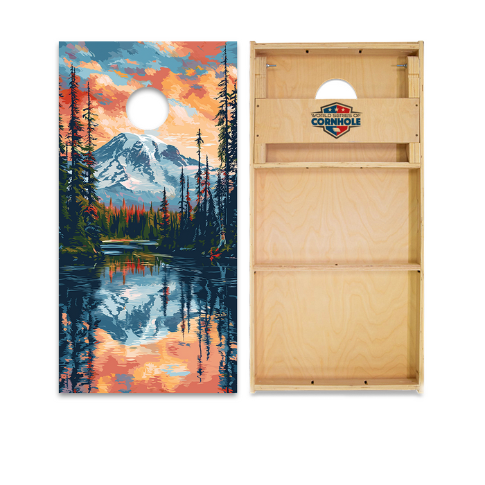 World Series of Cornhole Official 2' x 4' Professional Cornhole Board Runway 2402P - Mt. Rainier National Park