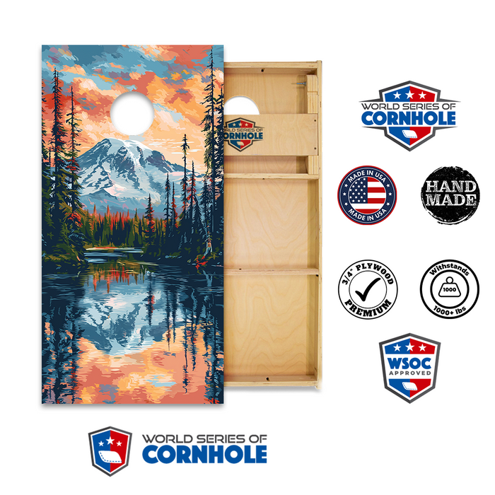 World Series of Cornhole Official 2' x 4' Professional Cornhole Board Runway 2402P - Mt. Rainier National Park
