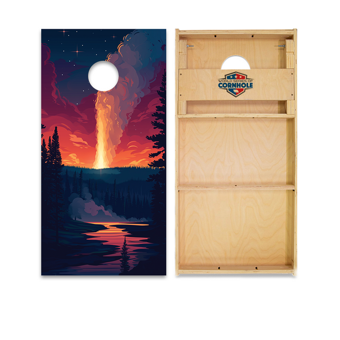 World Series of Cornhole Official 2' x 4' Professional Cornhole Board Runway 2402P - Yellowstone Old Faithful National Park
