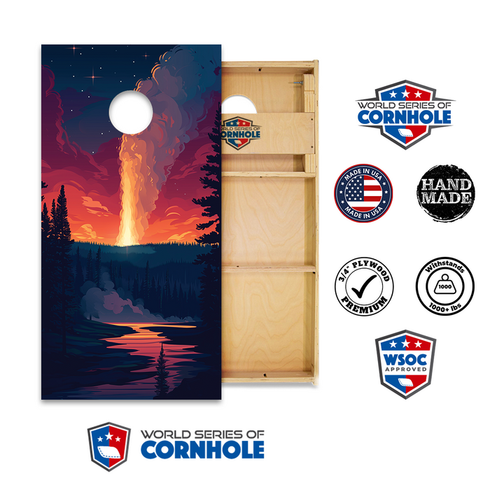 World Series of Cornhole Official 2' x 4' Professional Cornhole Board Runway 2402P - Yellowstone National Park Old Faithful