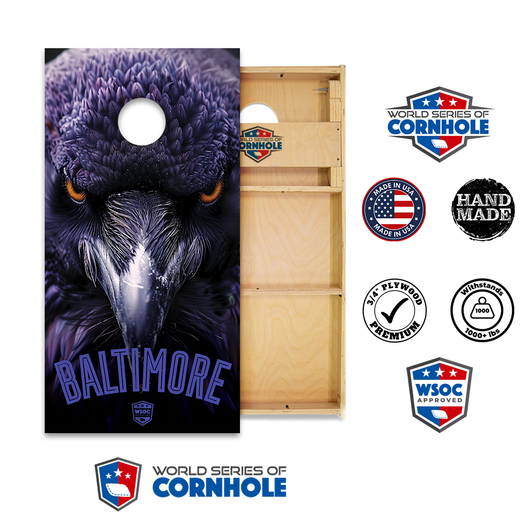 World Series of Cornhole Official 2' x 4' Professional Cornhole Board Runway 2402P - Baltimore Ravens