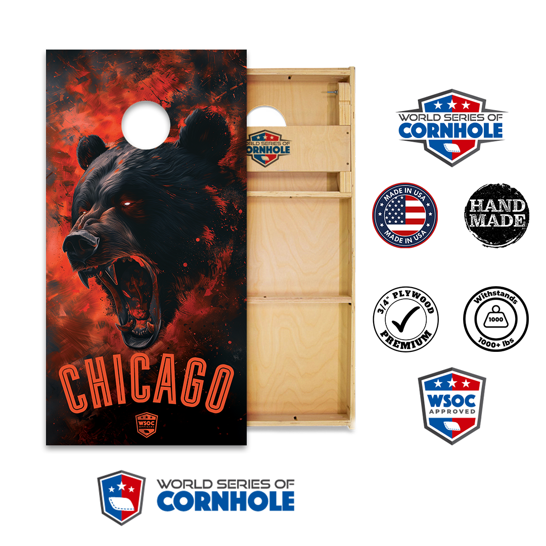 World Series of Cornhole Official 2' x 4' Professional Cornhole Board Runway 2402P - Chicago Bears