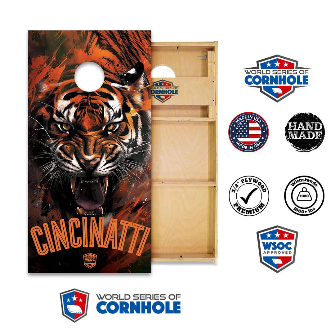 World Series of Cornhole Official 2' x 4' Professional Cornhole Board Runway 2402P - Cincinnati Bengals