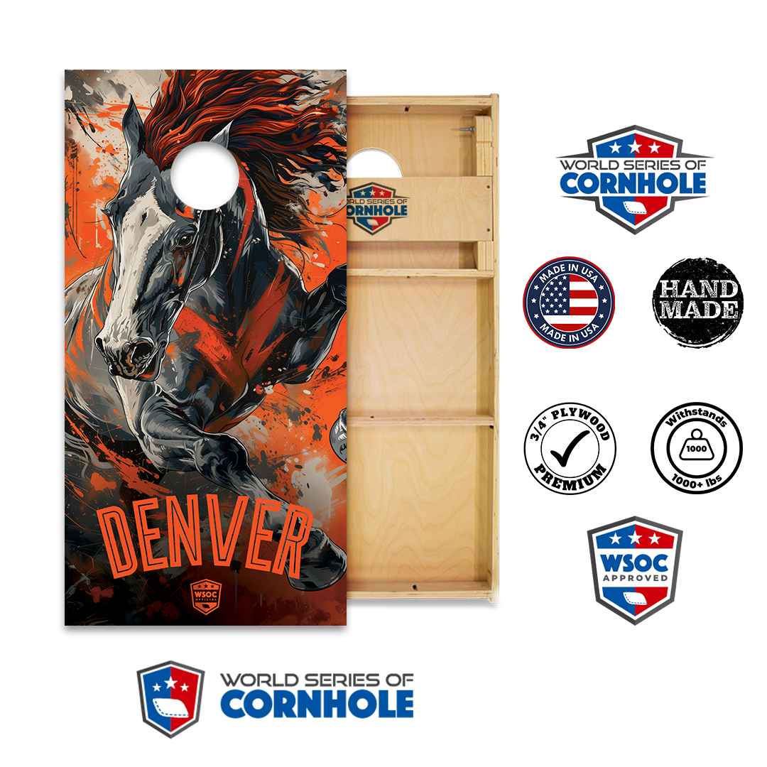 World Series of Cornhole Official 2' x 4' Professional Cornhole Board Runway 2402P - Denver Broncos