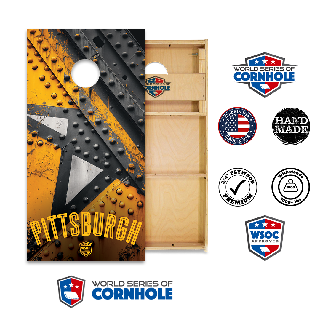 World Series of Cornhole Official 2' x 4' Professional Cornhole Board Runway 2402P - Pittsburgh Steelers
