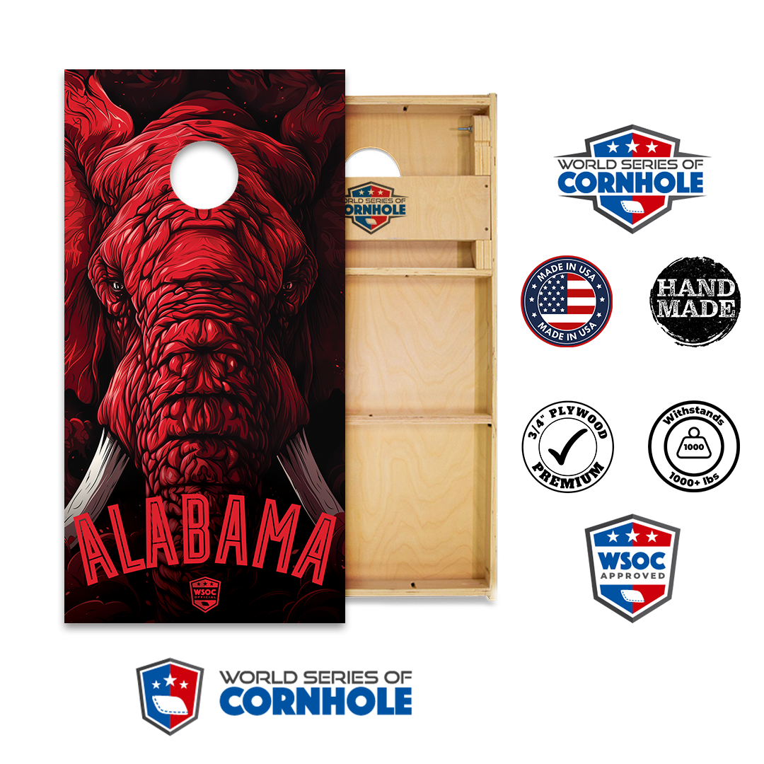 World Series of Cornhole Official 2' x 4' Professional Cornhole Board Runway 2402P - Alabama Crimson Tide