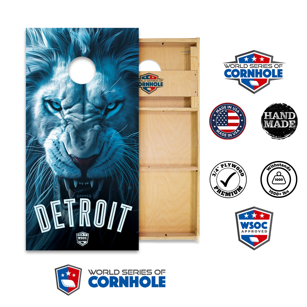 World Series of Cornhole Official 2' x 4' Professional Cornhole Board Runway 2402P - Detroit Lions