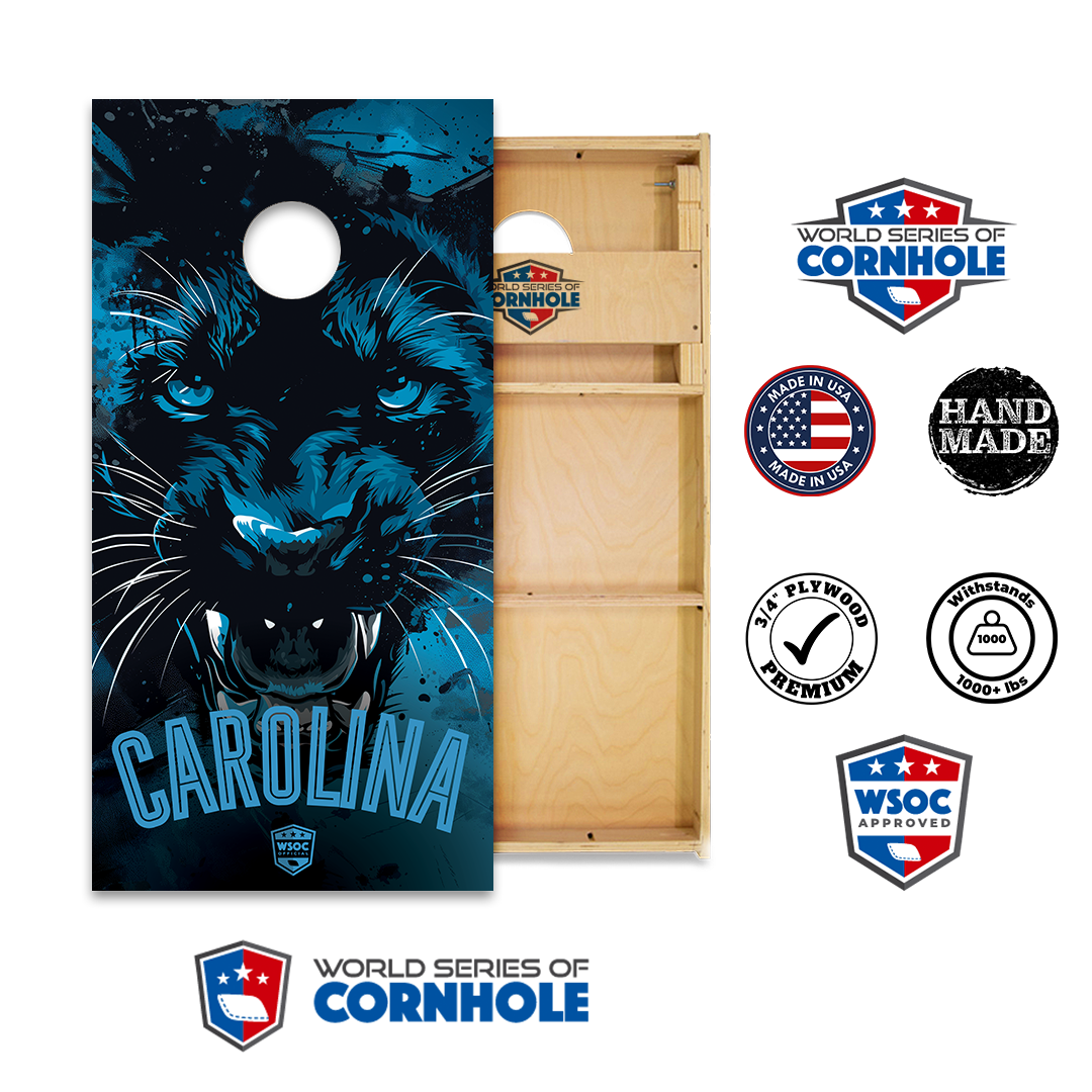 World Series of Cornhole Official 2' x 4' Professional Cornhole Board Runway 2402P - Carolina Panthers