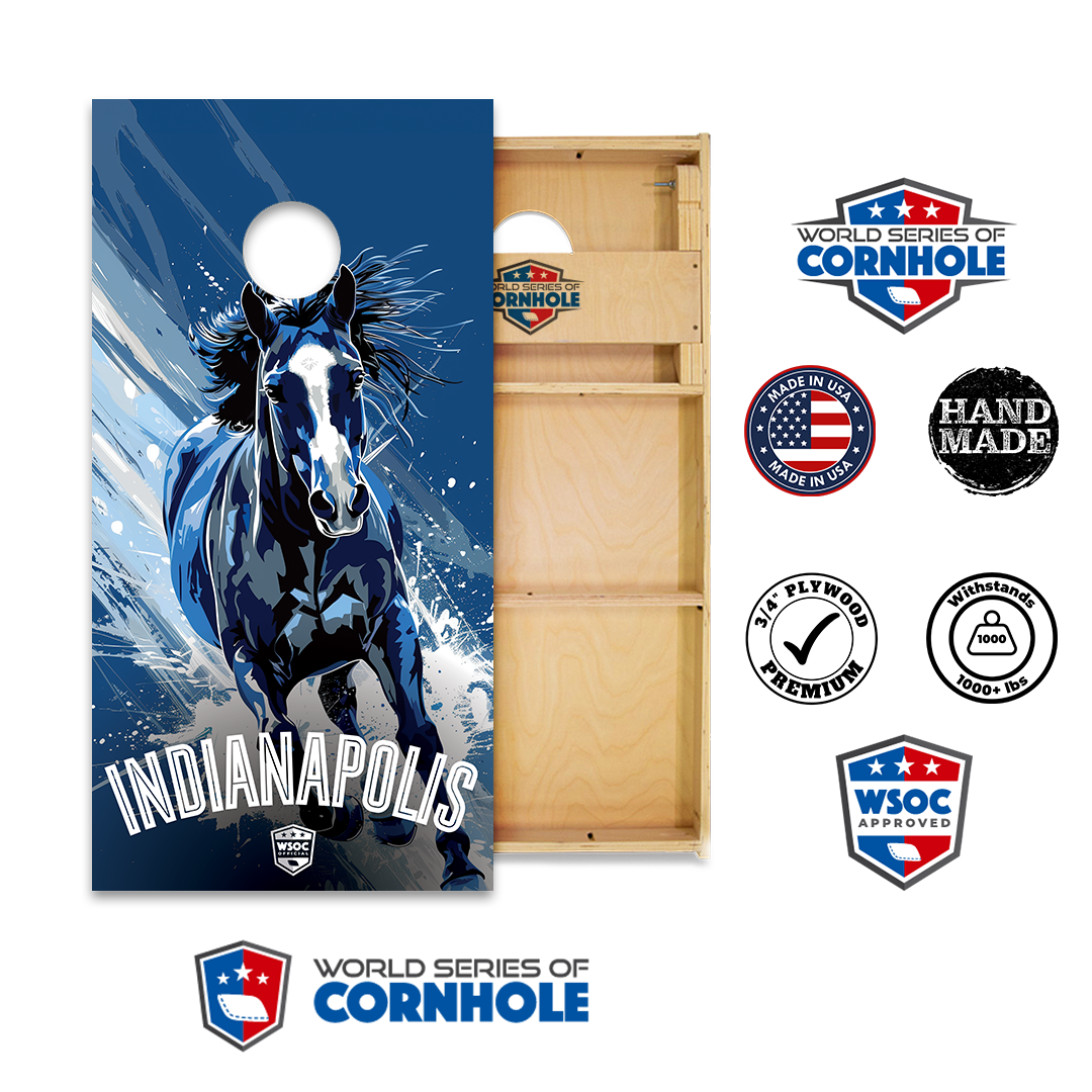 World Series of Cornhole Official 2' x 4' Professional Cornhole Board Runway 2402P - Indianapolis Colts