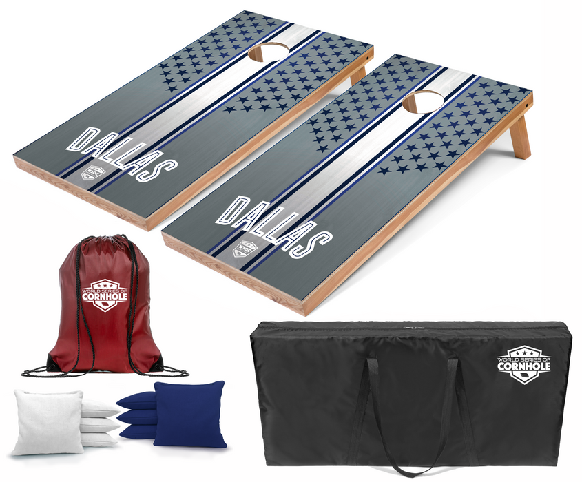 World Series of Cornhole Lightweight Cornhole Set - Dallas Cowboys Boards with White and Royal Blue Bags