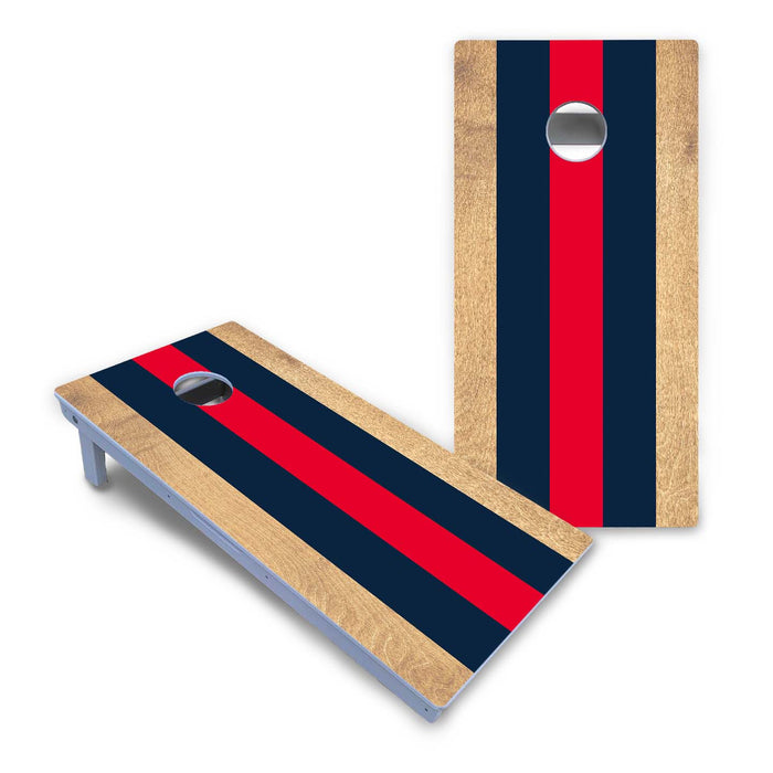 World Series of Cornhole Board Official All-Weather - Navy and Red Stripes