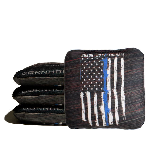 Police Blue Line Honor Duty Courage - 6 Inch WSOC Official Pro Cornhole Bags