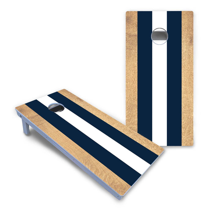 World Series of Cornhole Board Official All-Weather - Navy and White Stripes