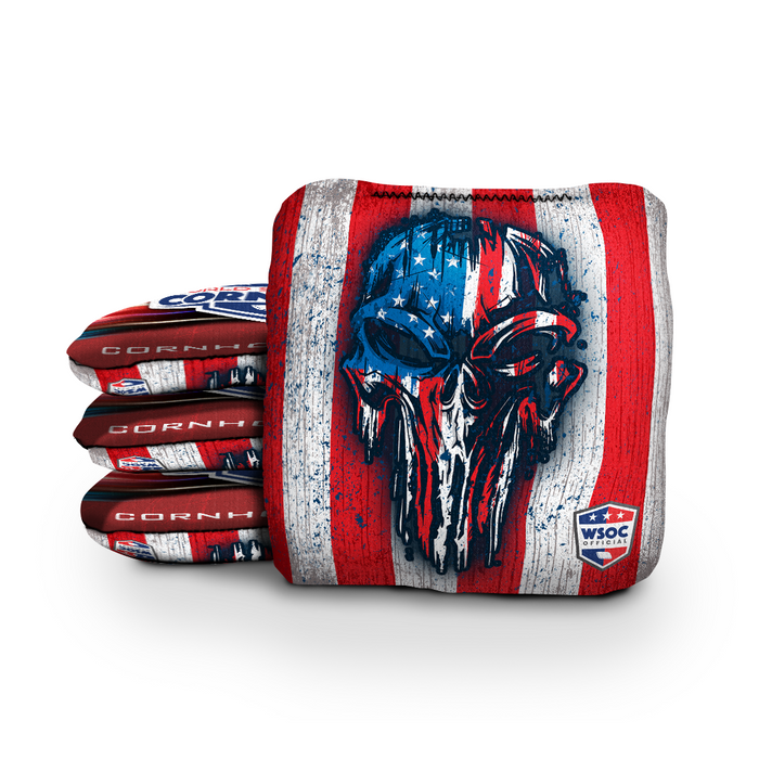 USA Drippy Skull Cornhole Bags - 6 Inch WSOC Official Pro Cornhole Bags