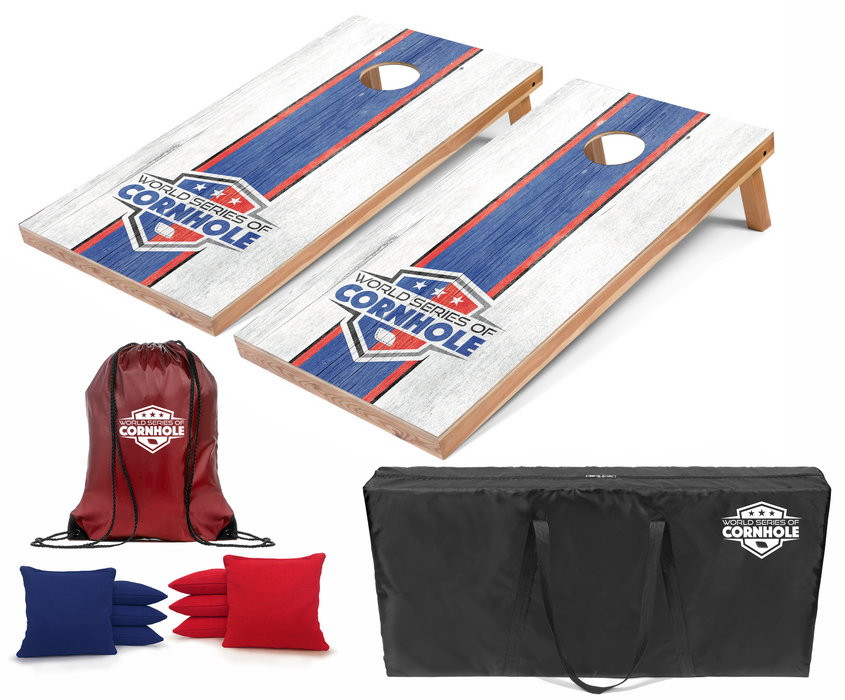 World Series of Cornhole Recreational Cornhole Set - Patriotic Boards with Red and Blue Bags