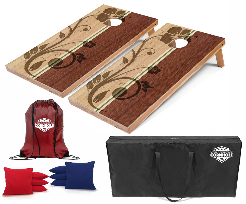 World Series of Cornhole Recreational Cornhole Set - Hollis Surfboard Boards with Red and Royal Blue Bags