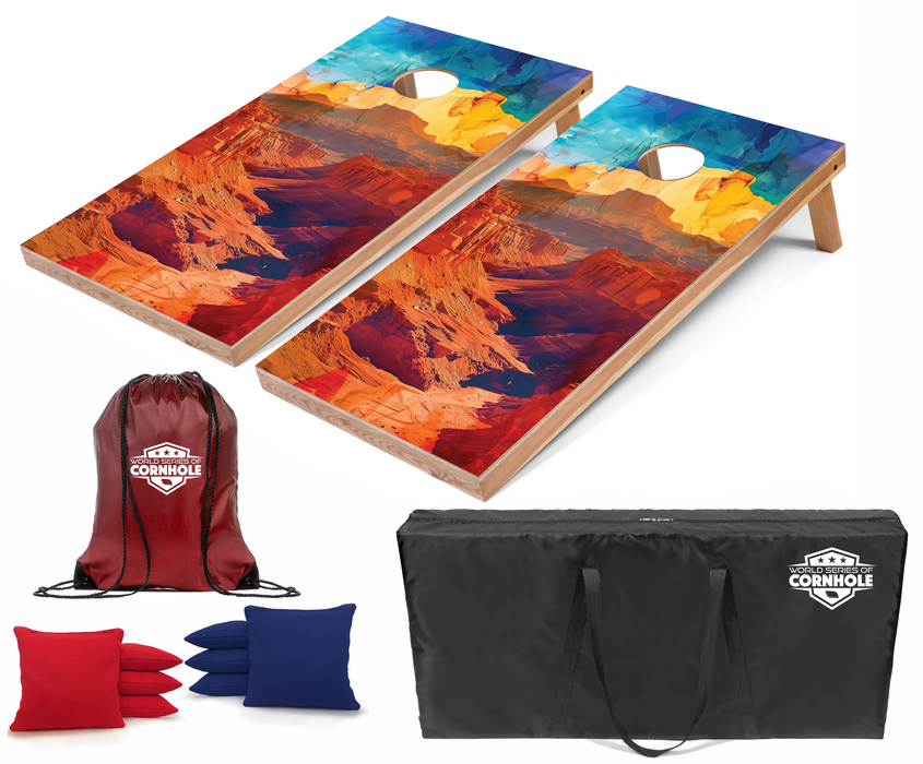 World Series of Cornhole Recreational Cornhole Set - Capitol Reef National Park Daytime Boards with Red and Royal Blue Bags