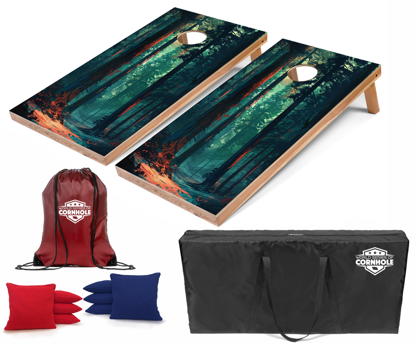 World Series of Cornhole Recreational Cornhole Set - Sequoia National Park Daytime Boards with Red and Royal Blue Bags