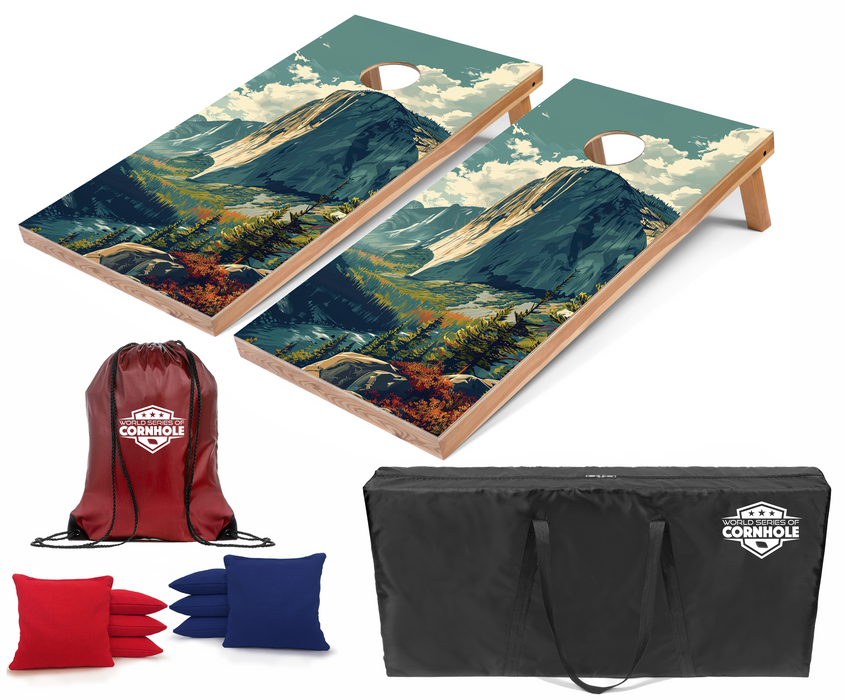 World Series of Cornhole Recreational Cornhole Set - Yosemite National Park Daytime Boards with Red and Royal Blue Bags