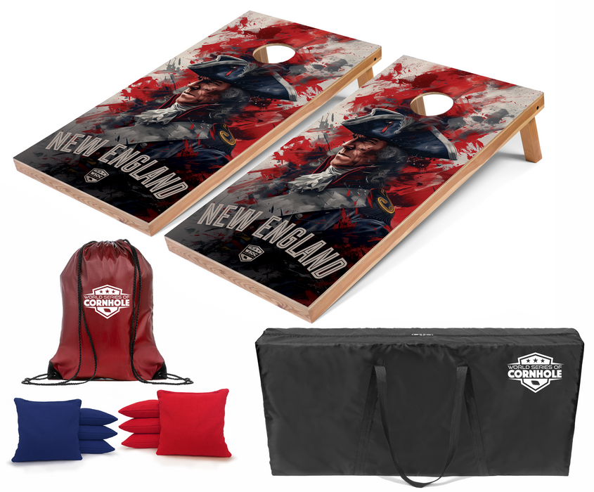 World Series of Cornhole Recreational Cornhole Set - New England Patriots Boards with Red and Royal Blue Bags