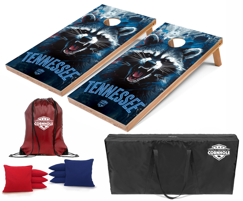 World Series of Cornhole Recreational Cornhole Set - Tennessee Titans Boards with Red and Blue Bags