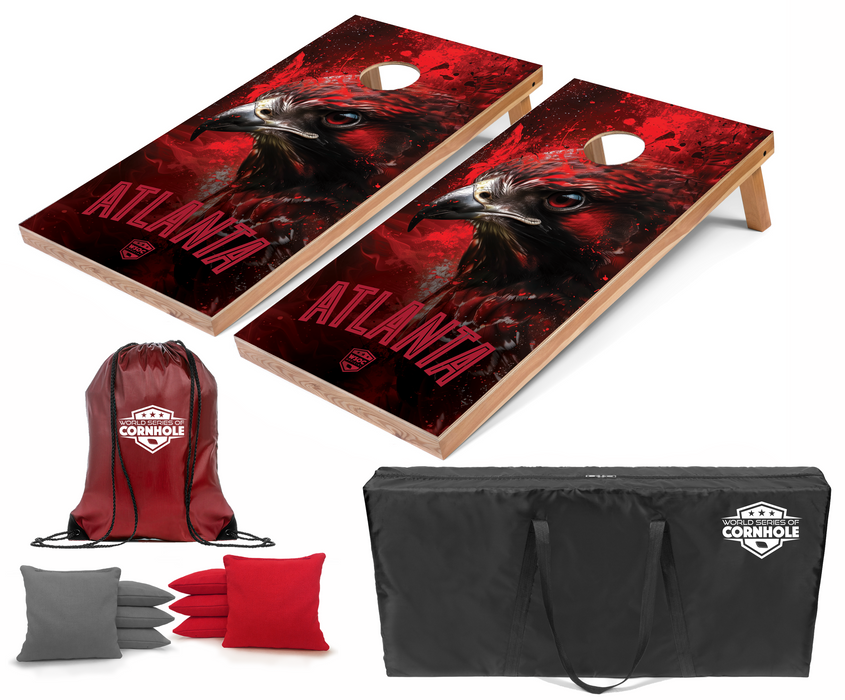 World Series of Cornhole Recreational Cornhole Set - Atlanta Falcons Boards with Gray and Red Bags