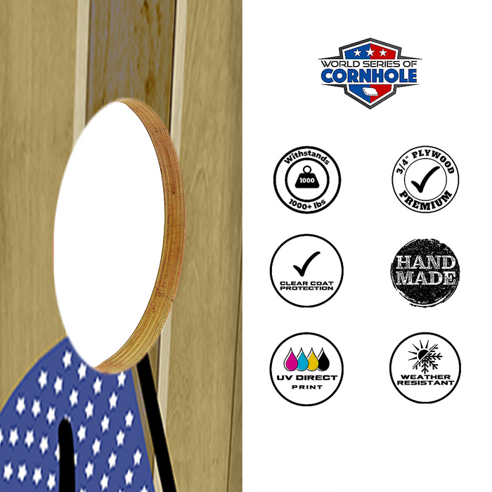 World Series of Cornhole Official 2' x 4' Professional Cornhole Board Runway 2402P - Sasquatch Holding an American Flag