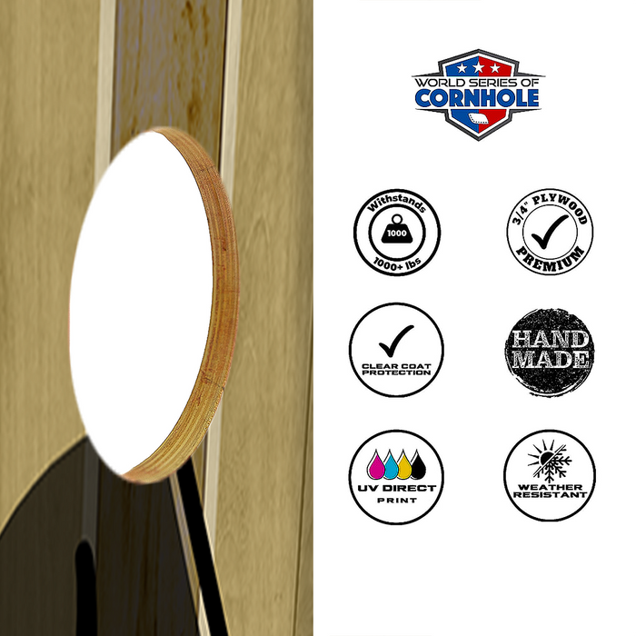 World Series of Cornhole Official 2' x 4' Professional Cornhole Board Runway 2402P - Sasquatch Holding a Michigan Flag