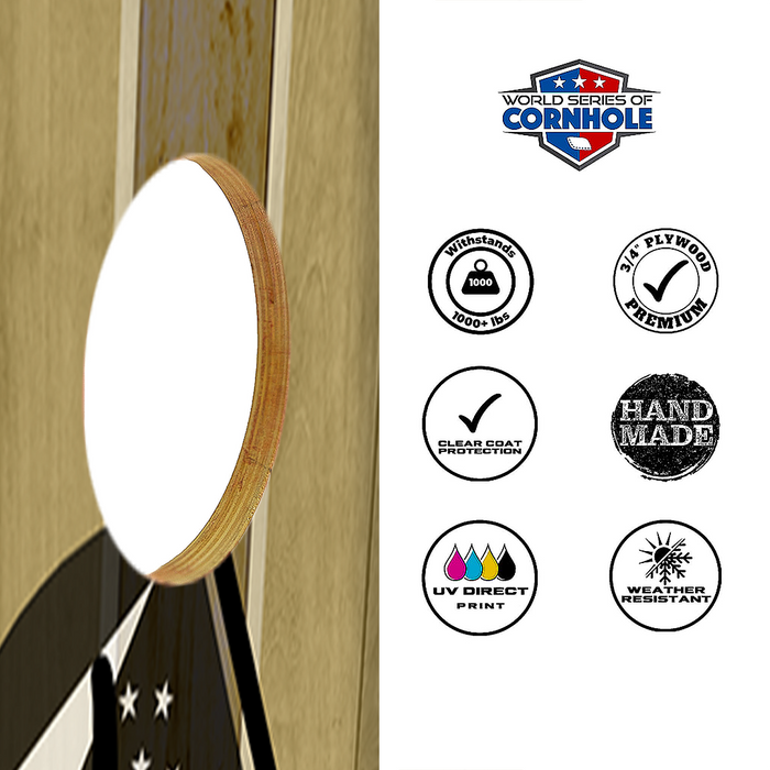 World Series of Cornhole Official 2' x 4' Professional Cornhole Board Runway 2402P - Sasquatch Holding an Ohio Flag