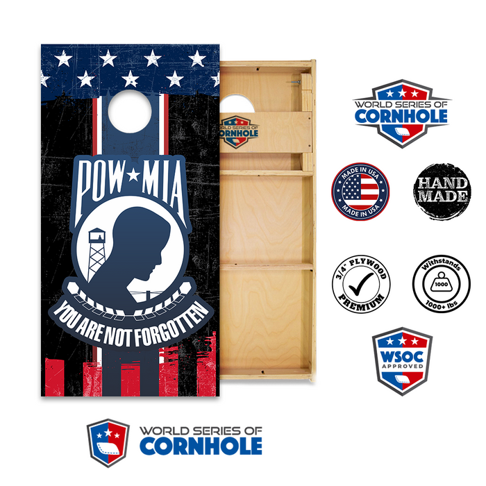 World Series of Cornhole Official 2' x 4' Professional Cornhole Board Runway 2402P - POW MIA Not Forgotten