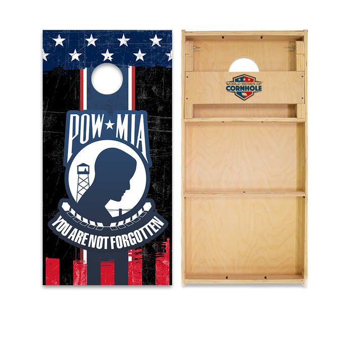 World Series of Cornhole Official 2' x 4' Professional Cornhole Board Runway 2402P - POW MIA Not Forgotten