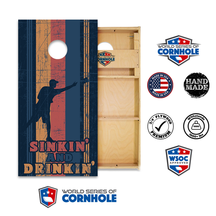 World Series of Cornhole Official 2' x 4' Professional Cornhole Board Runway 2402P - Sinkin and Drinkin