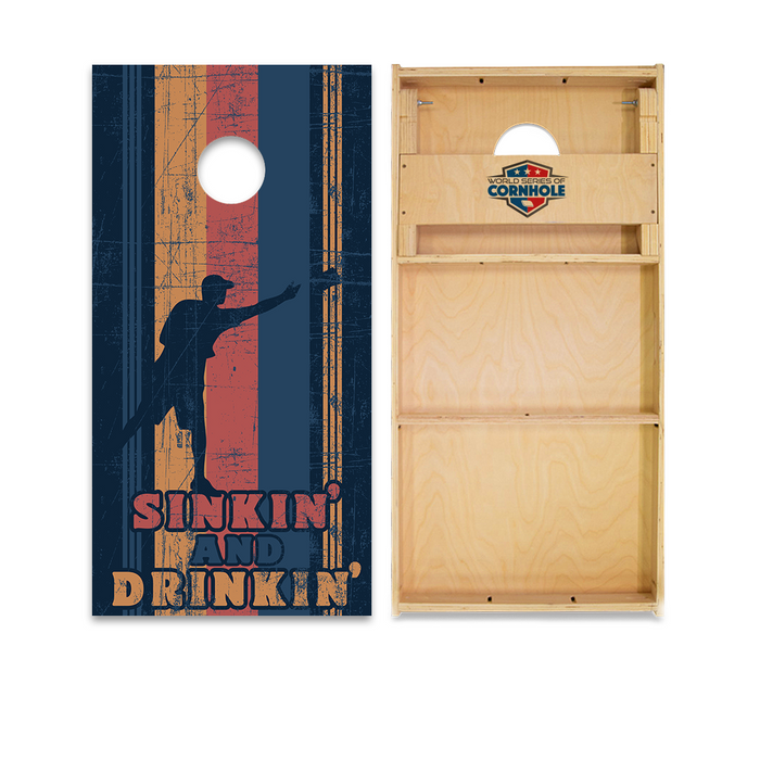 World Series of Cornhole Official 2' x 4' Professional Cornhole Board Runway 2402P - Sinkin and Drinkin