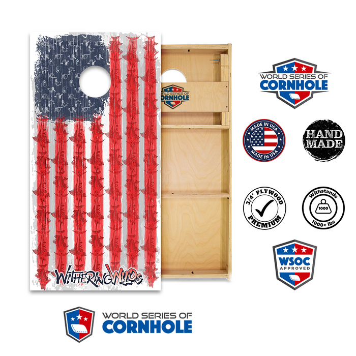 World Series of Cornhole Official 2' x 4' Professional Cornhole Board Runway 2402P - Withering Wilds American Flag