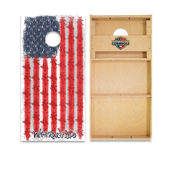 World Series of Cornhole Official 2' x 4' Professional Cornhole Board Runway 2402P - Withering Wilds American Flag