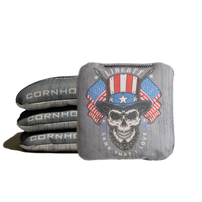 World Series of Cornhole 6-IN Professional Cornhole Bag Rapter - Land that I Love Skull