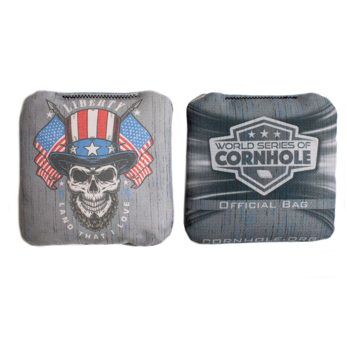 World Series of Cornhole 6-IN Professional Cornhole Bag Rapter - Land that I Love Skull
