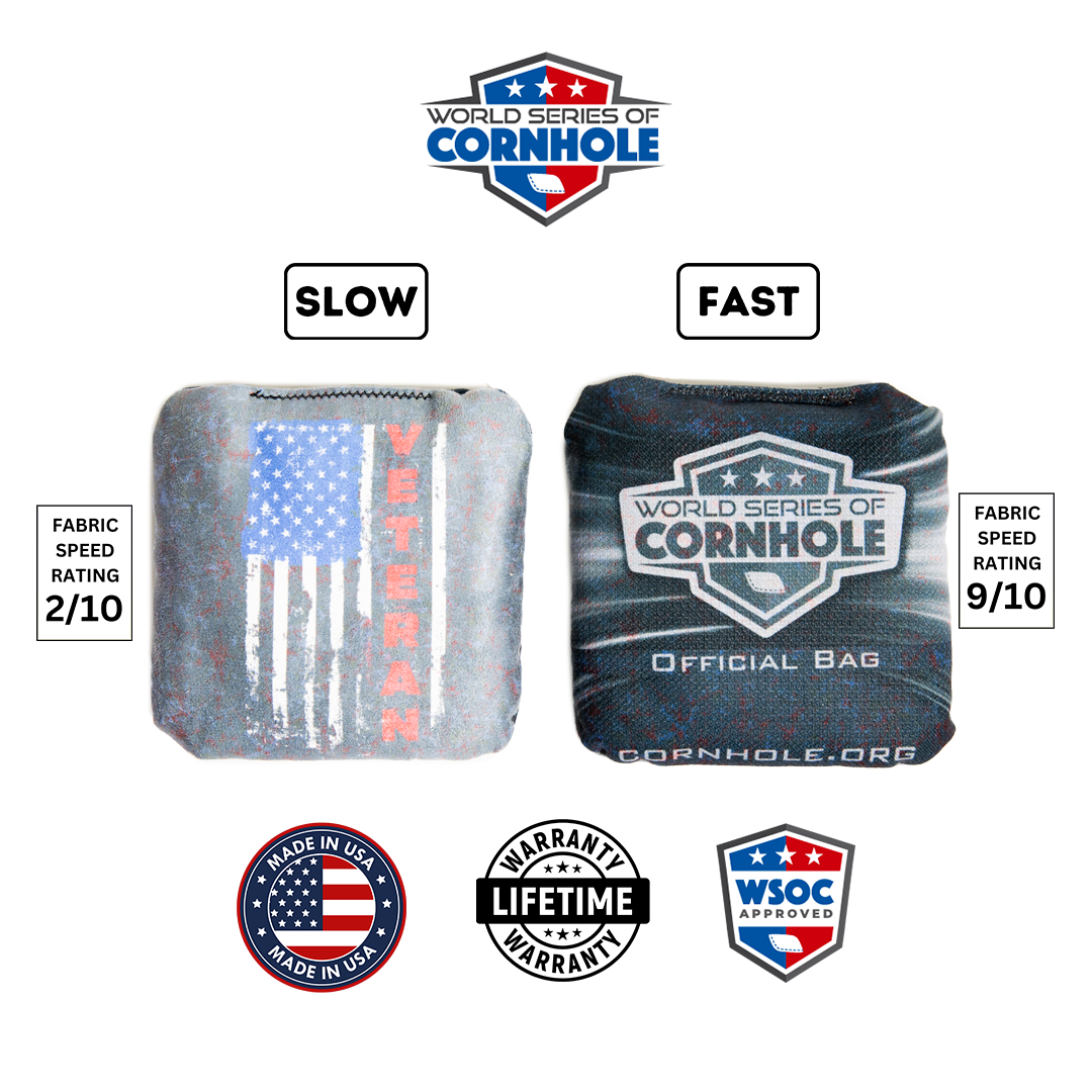 World Series of Cornhole Official 6-IN Professional Cornhole Bag Rapter - Veteran Flag